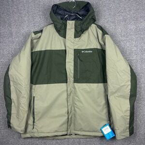 Columbia Men's Two-Tone Olive Green Hooded Winter Jacket